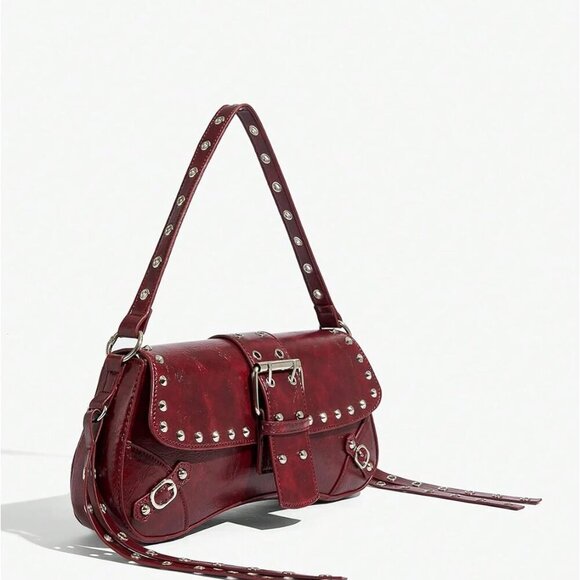 Women's PU Leather Shoulder Bag Small Clutch Hobo Purse Y2K Style - Picture 3 of 7